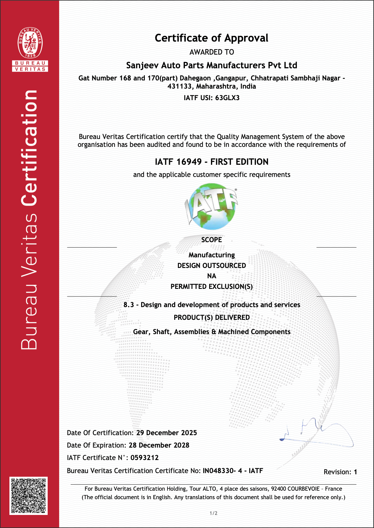 IATF 16949:2016 - Site – G168 (Part 1)