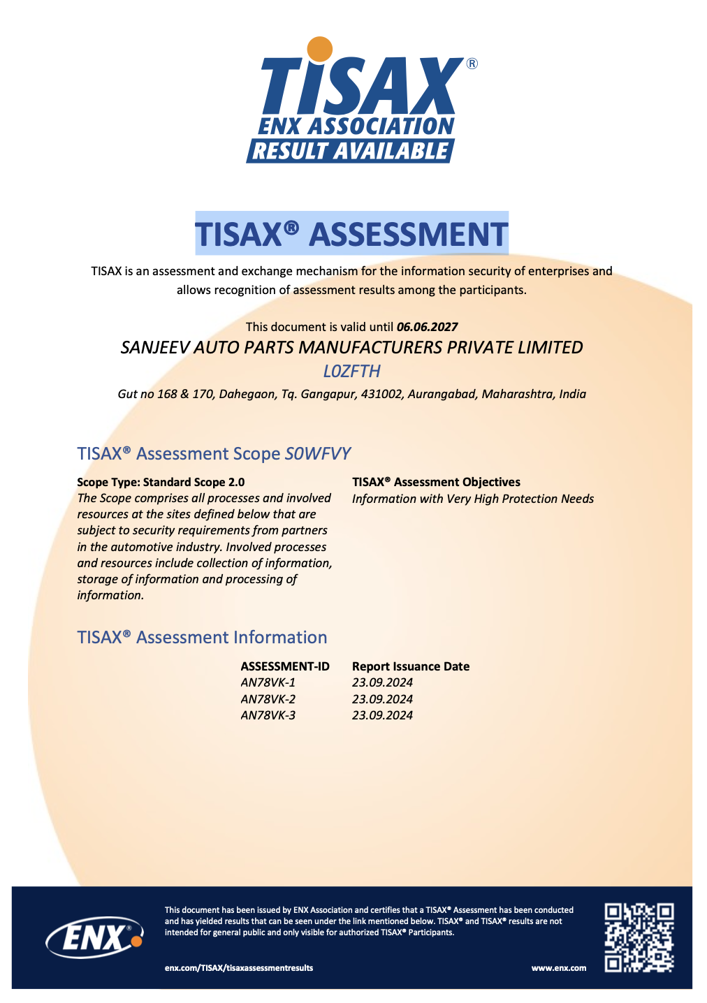 TISAX® ASSESSMENT - Assessment Sheet 3